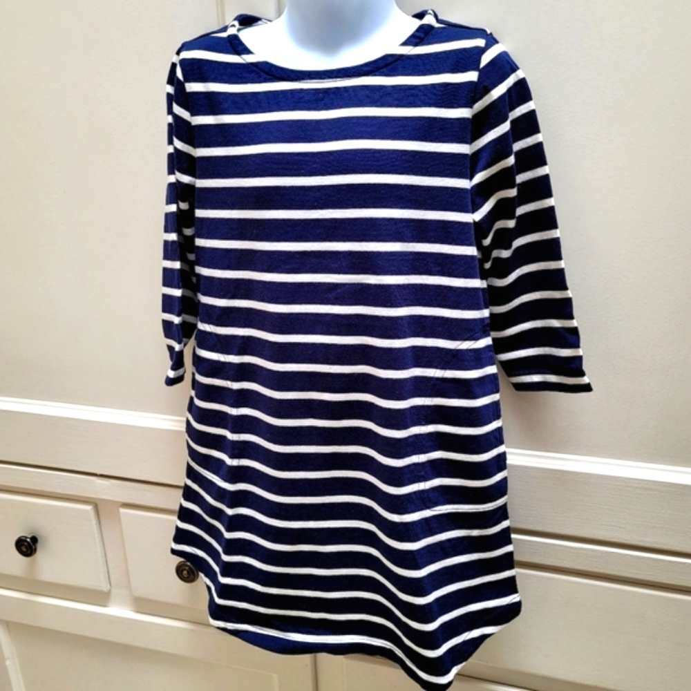 New! J Crew 6 14 Crewcuts Girl's Boatneck Striped Dress Blue Striped NWT